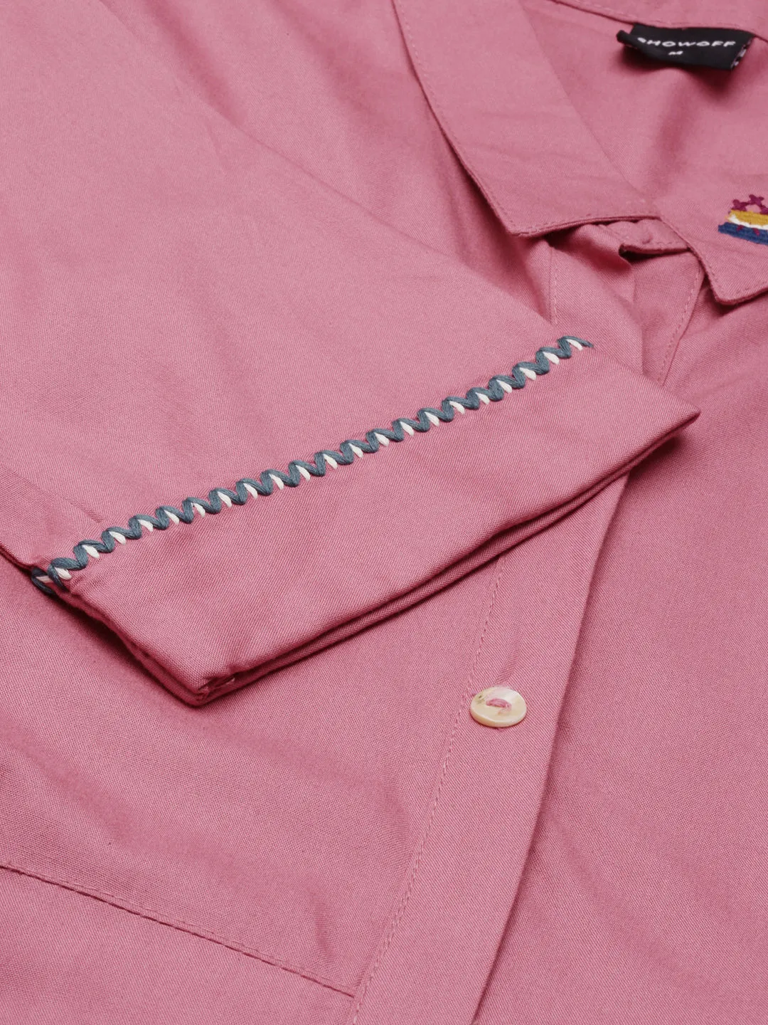 Women Pink Solid Shirt Dress