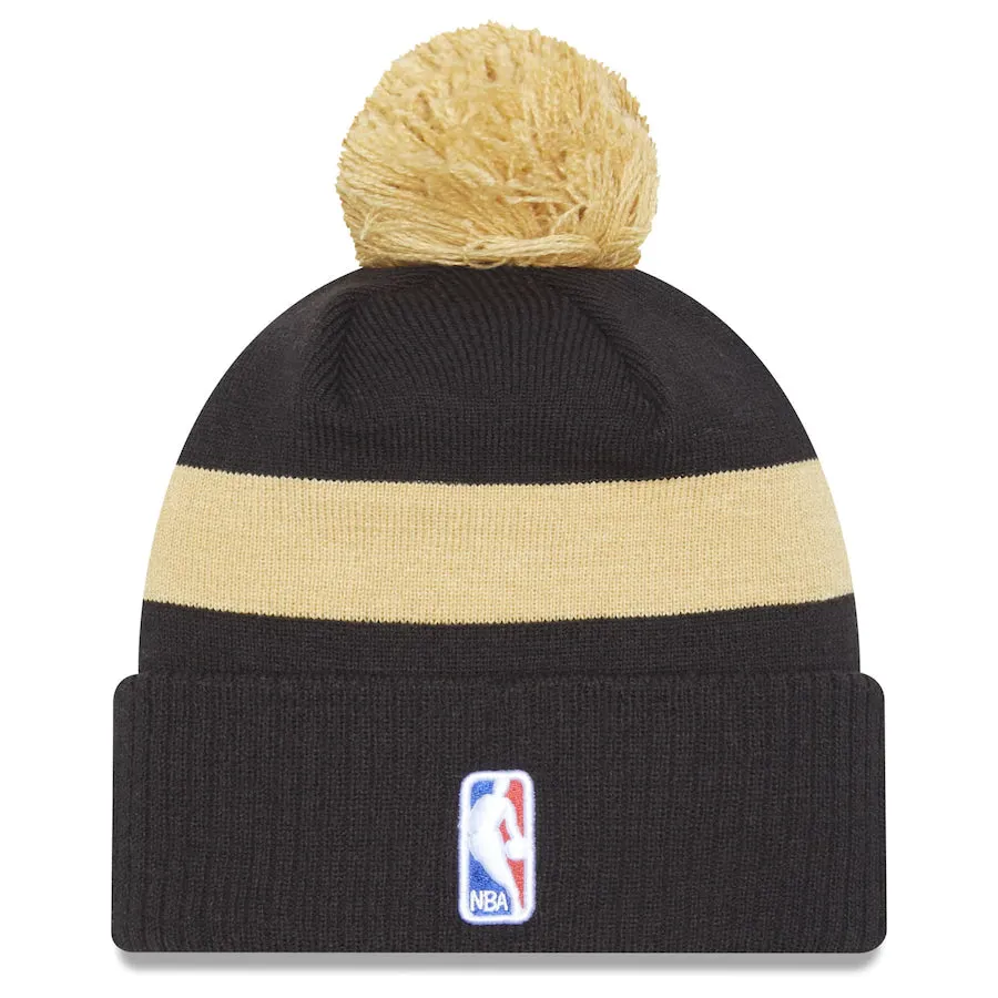 Youth Toronto Raptors New Era Black and Gold City Edition 2022-23 Pom Knit Toque